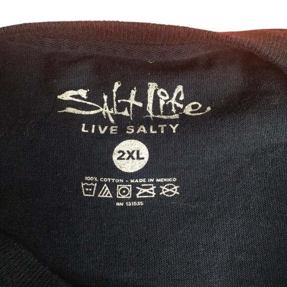 Salt Life Shirt Mens 2XL  Long Sleeve Pocket Live Salty Hook Line Sinker - Picture 2 of 12